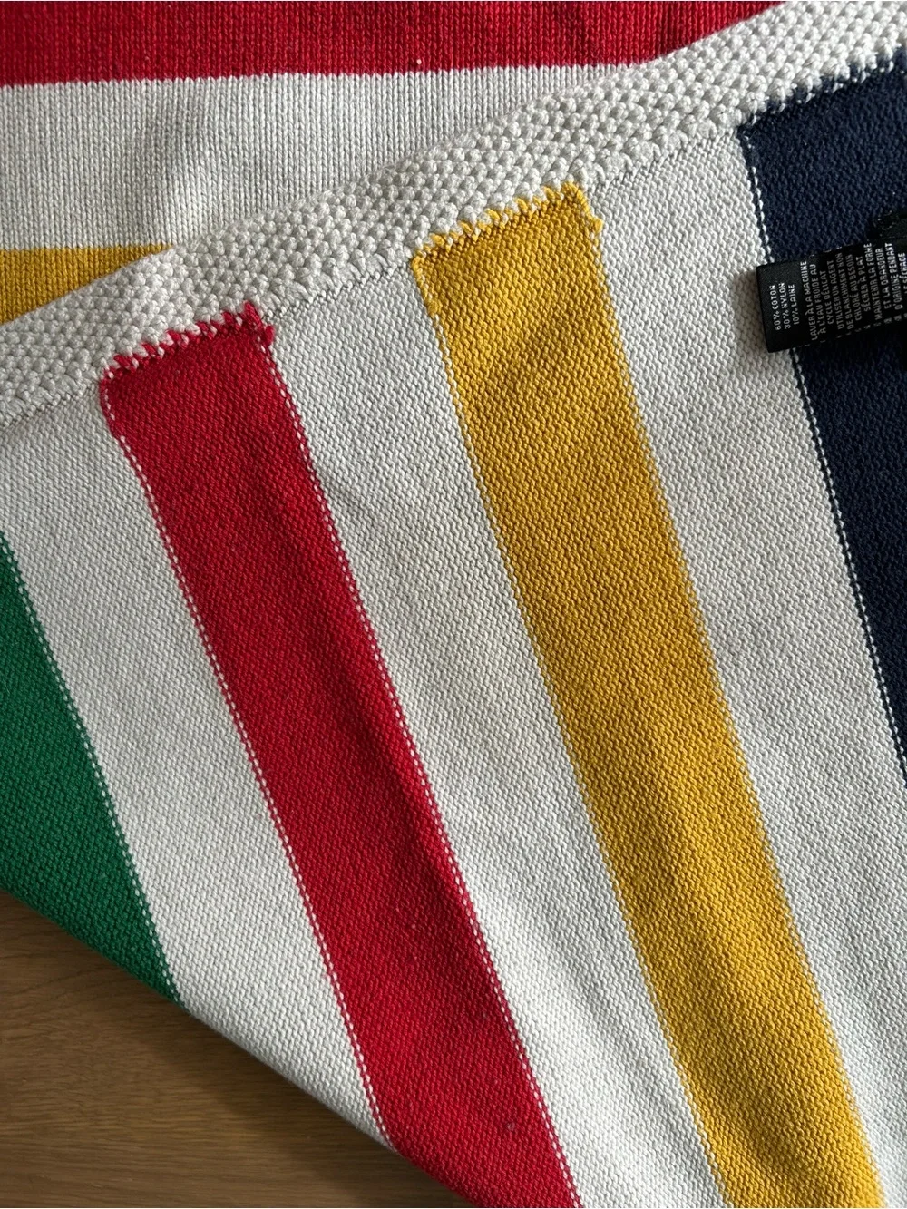 Hudson’s Bay Baby Blanket Wool Blend Multistripe Knit 29x36